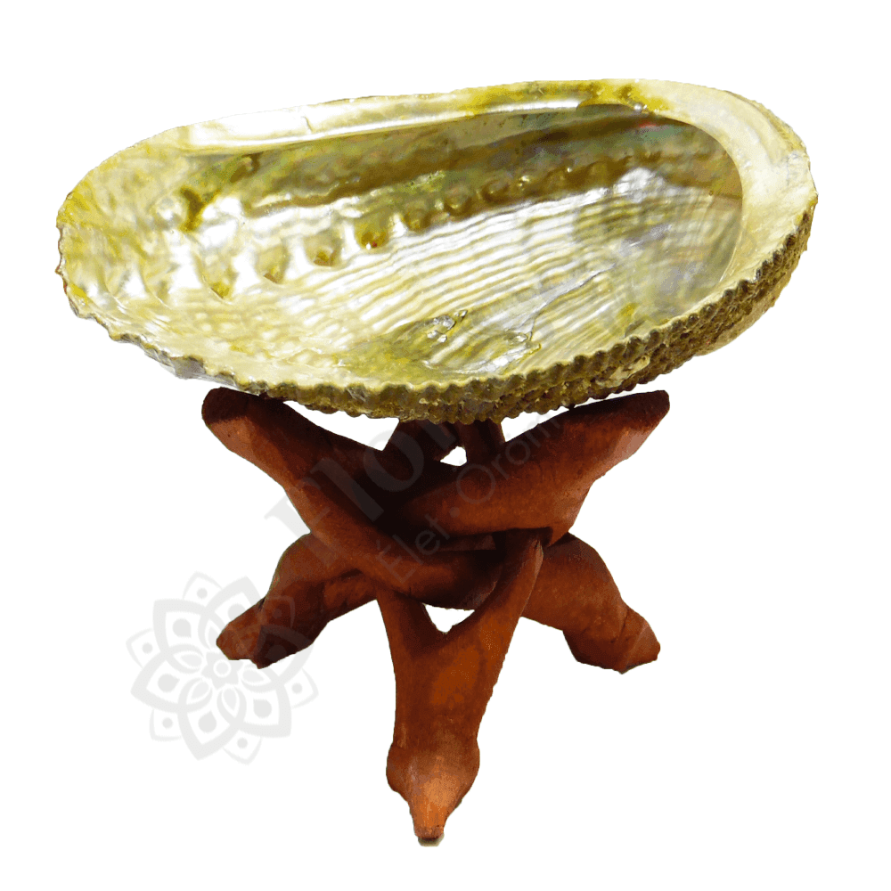 Dekoratív fa tartóláb megfelelő méretű Abalone / Paua kagylóhoz, hangtálhoz, ásványgömbhöz.